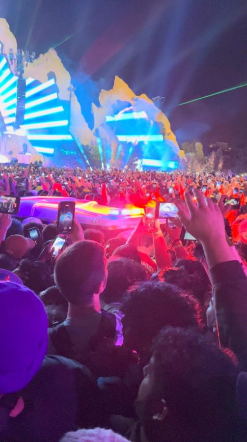 An ambulance is seen in the crowd during the Astroworld music festiwal in Houston, Texas, U.S., November 5, 2021 in this still image obtained from a social media video on November 6, 2021. Courtesy of Twitter @ONACASELLA /via REUTERS