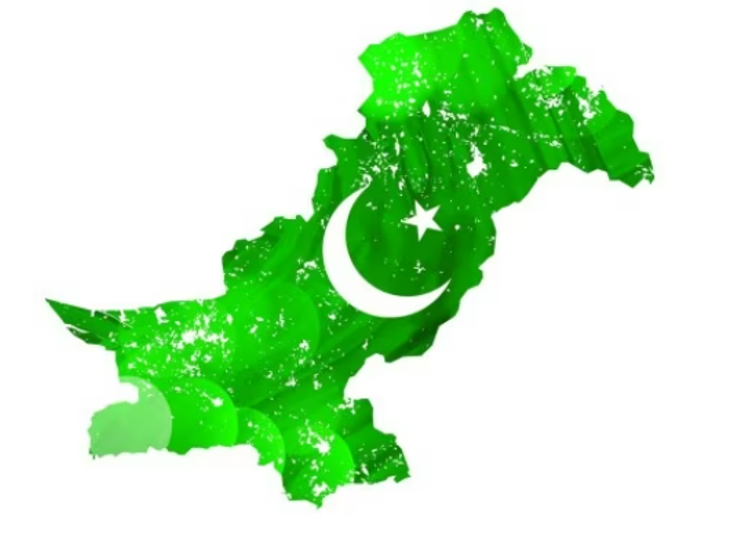 The flag of Pakistan on the country itself