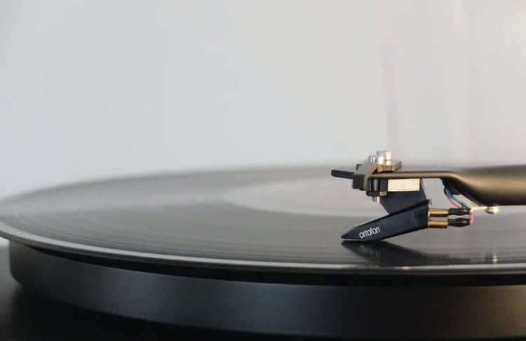 A record player against a white background
