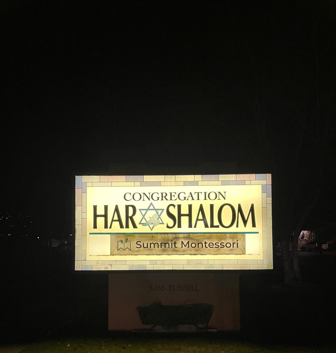 This sign just outside of the Har Shalom building is where the white supremacists  gathered