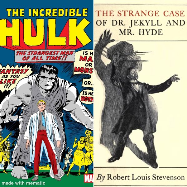 Covers of The Incredible Hulk and The Strange Case of Dr. Jekyll and Mr. Hyde