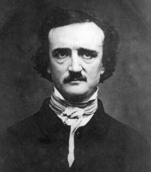 A true photograph of Edgar Allan Poe, expressing a monochrome-frustration