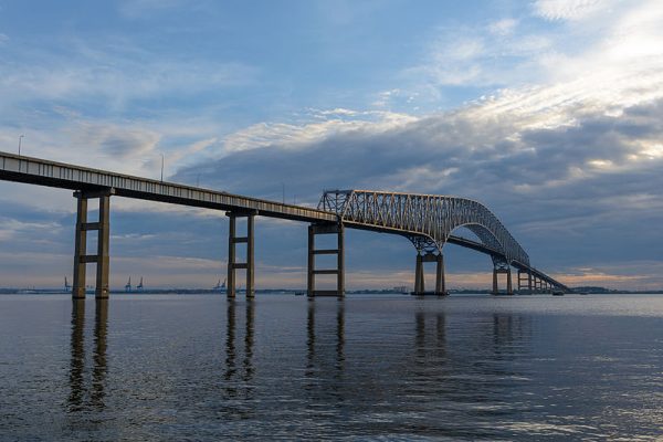 An image of the Francis Scott Key Bridge before it collapsed.