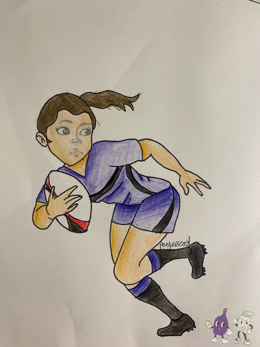 Drawing of a girl playing rugby