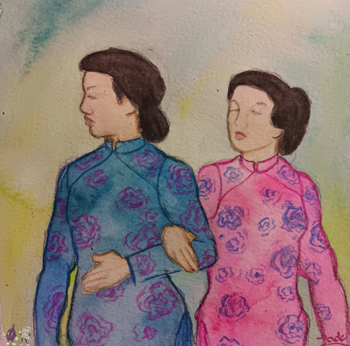 Two Vietnamese women walking together