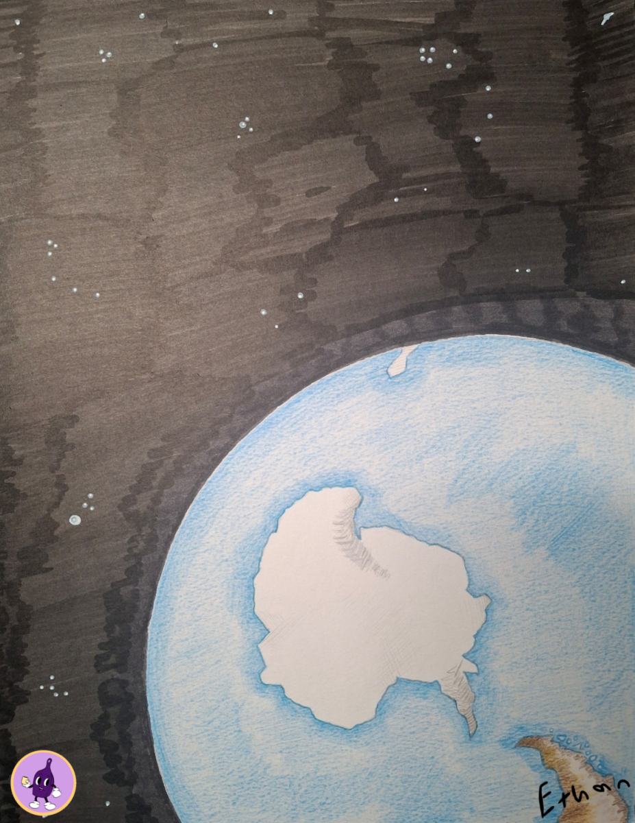 A drawing of the planets frozen pole.