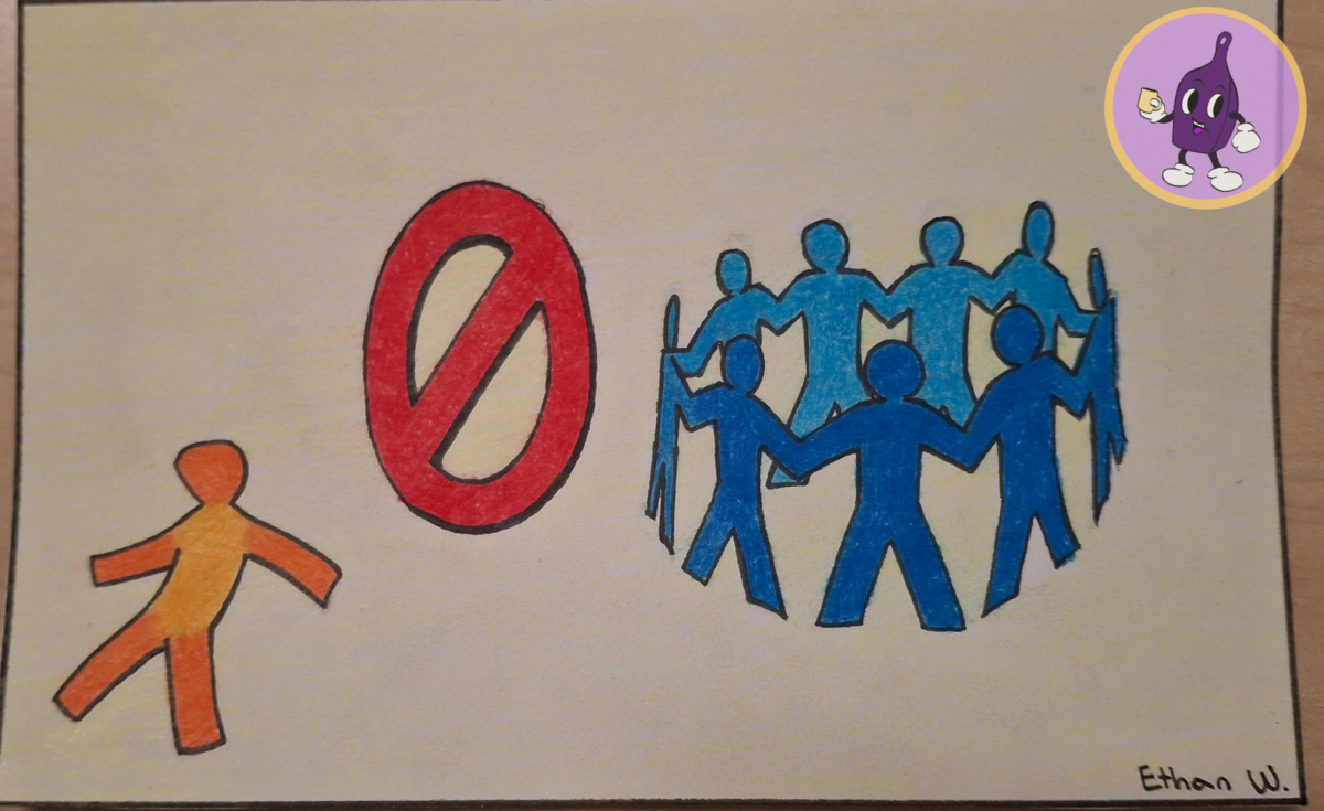 A picture depicting discrimination of one person