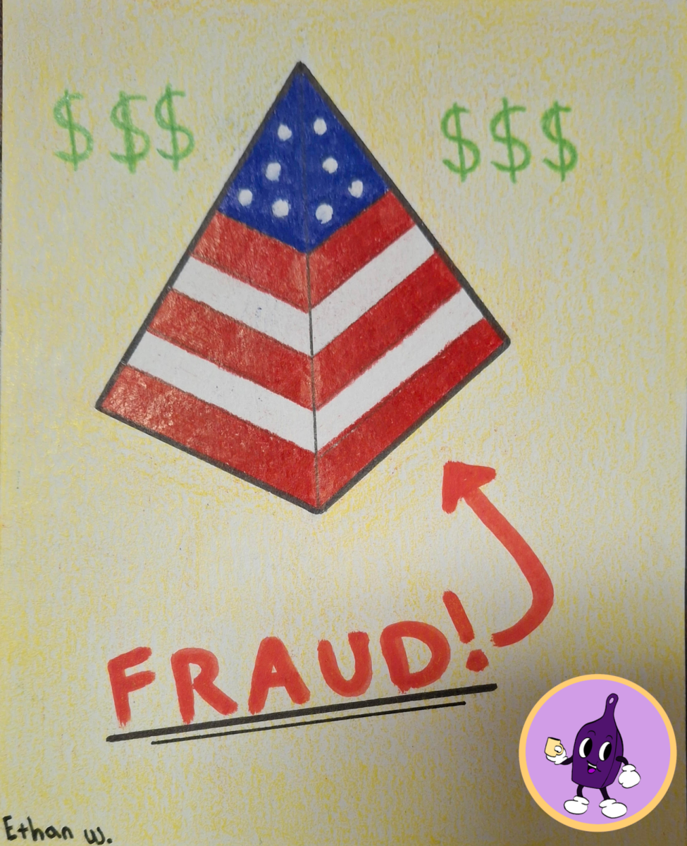 Drawing of the American flag as a pyramid.
