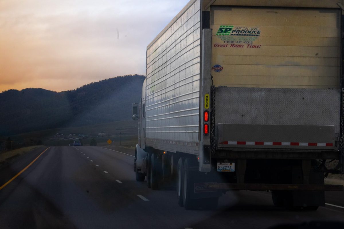 A Spokane Produce truck making a delivery