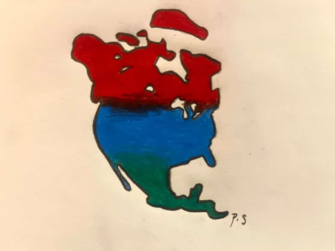North America represented by each countries color    